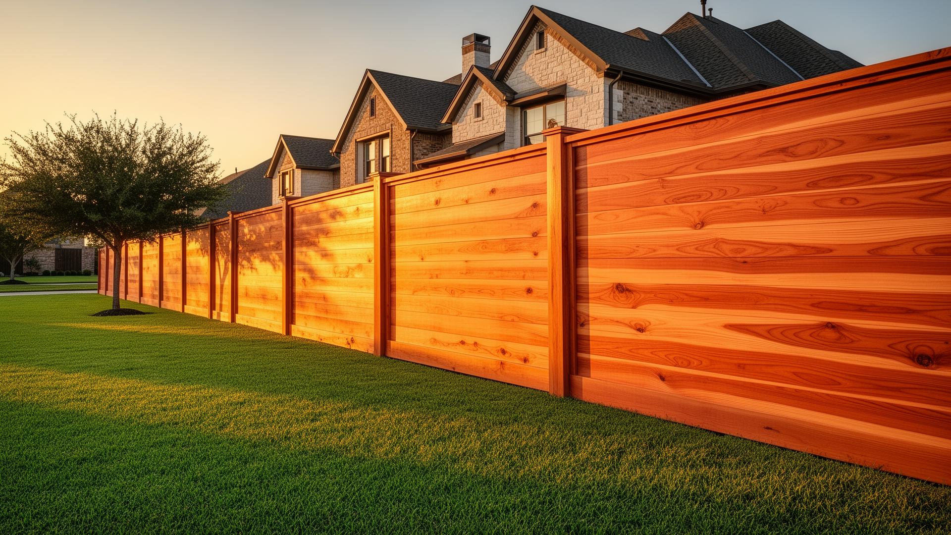 Premium cedar wood privacy fence in luxury Texas neighborhood